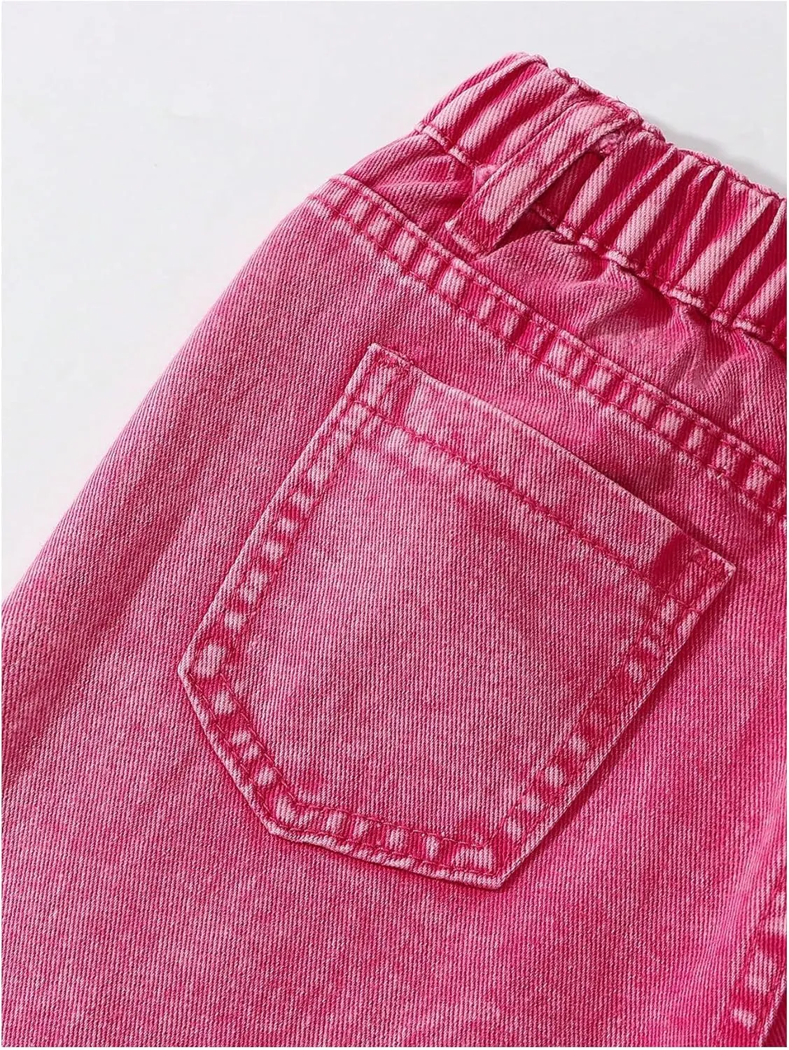 SHENHE Girl's Y2K Heart Applique Elastic High Waist Jeans Wide Leg Loose Denim Pants