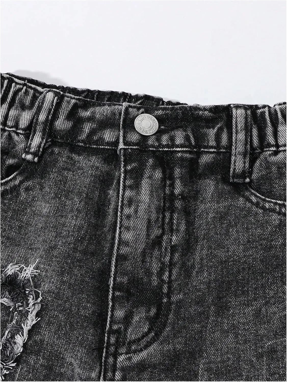 SHENHE Girl's Y2K Heart Applique Elastic High Waist Jeans Wide Leg Loose Denim Pants