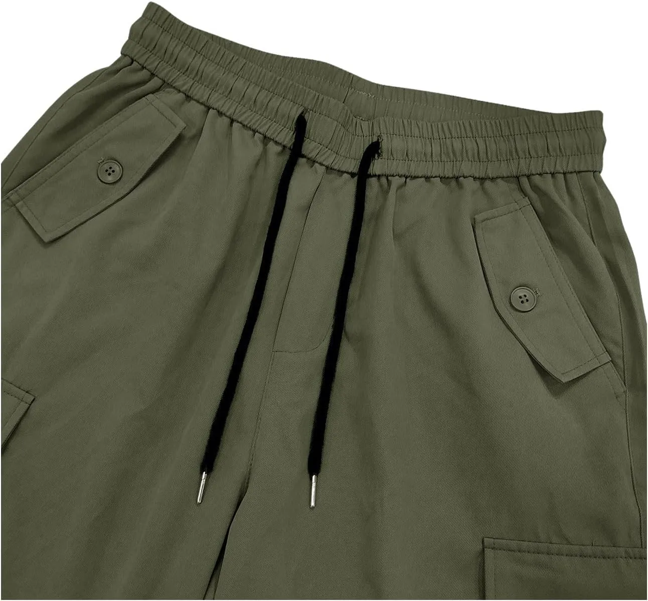 SHENHE Men's Elastic Waist Drawstring Loose Outdoor Hiking Streetwear Cargo Pants
