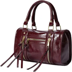 SHENHE Women's Faux Leather Crossbody Satchel Bag Top Handle Handbag Bostan Barrel Purse