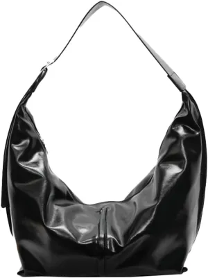 Shiny Hobo Bag for Women PU Leather Bag Trendy Shoulder Bag Satchel for Work Travel