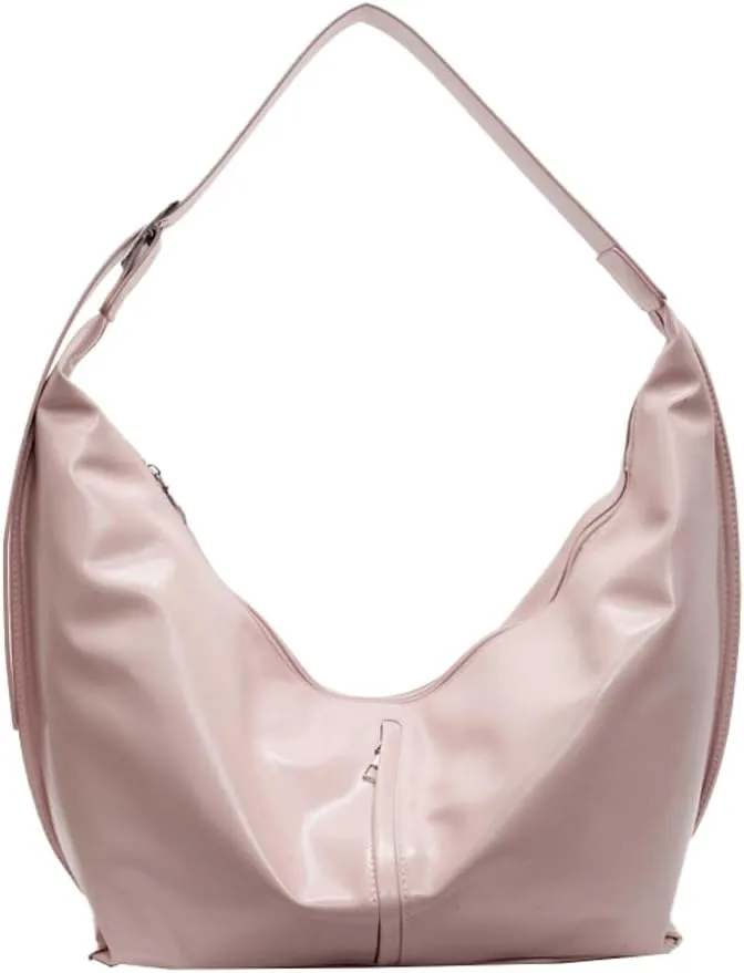 Shiny Hobo Bag for Women PU Leather Bag Trendy Shoulder Bag Satchel for Work Travel