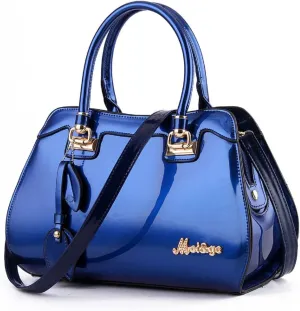 Shiny Patent Women Faux Leather Handbags Fashion Shoulder Bag Zipper Top-Handle Satchel Ladies Purse Tote