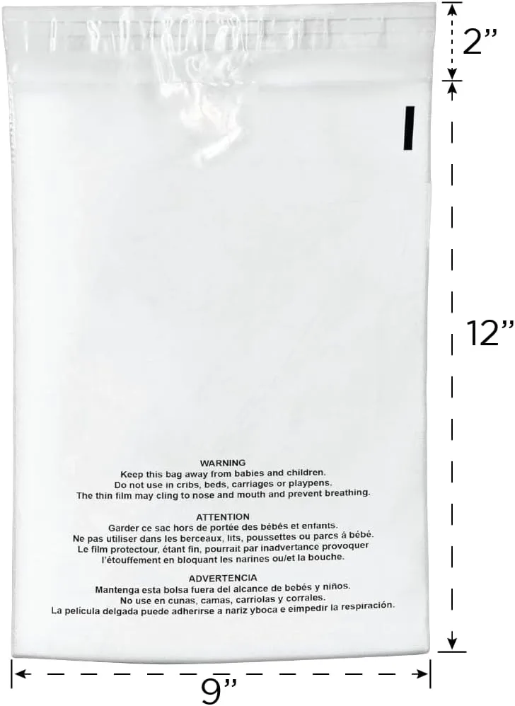 Shop4Mailers 9x12 Clear Poly Bag with Suffocation Warning – Self-Seal Adhesive, 1.5 Mil Clear Bag for FBA, Packaging Bags, Clothes Storage, & Shipping Bags – Permanent Seal Poly Mailers (Pack of 200)