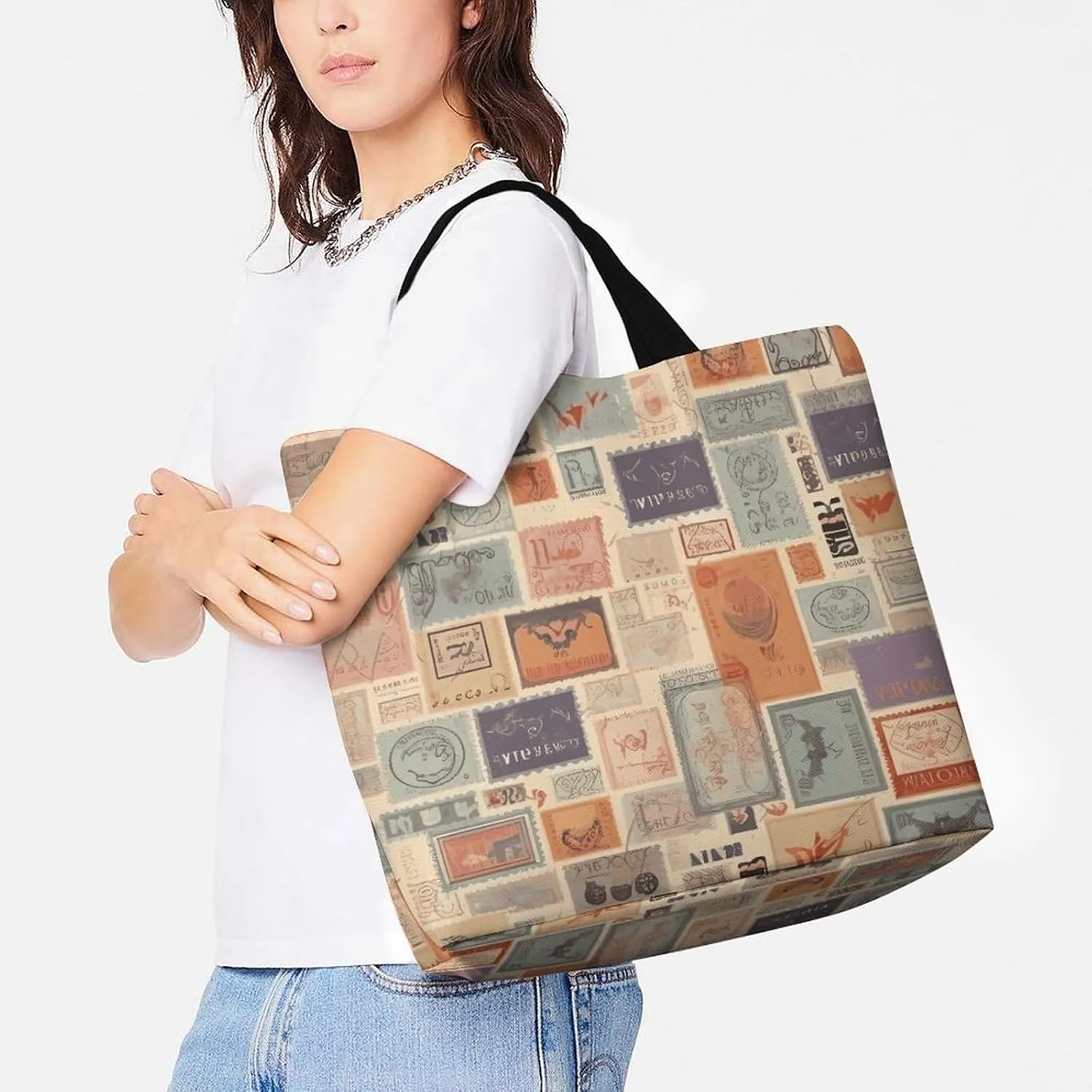 Shopping Bag for Women, New Year Tiger Logo Design Tote Bag, Large Capacity Shoulder Bags for Groceries Travel