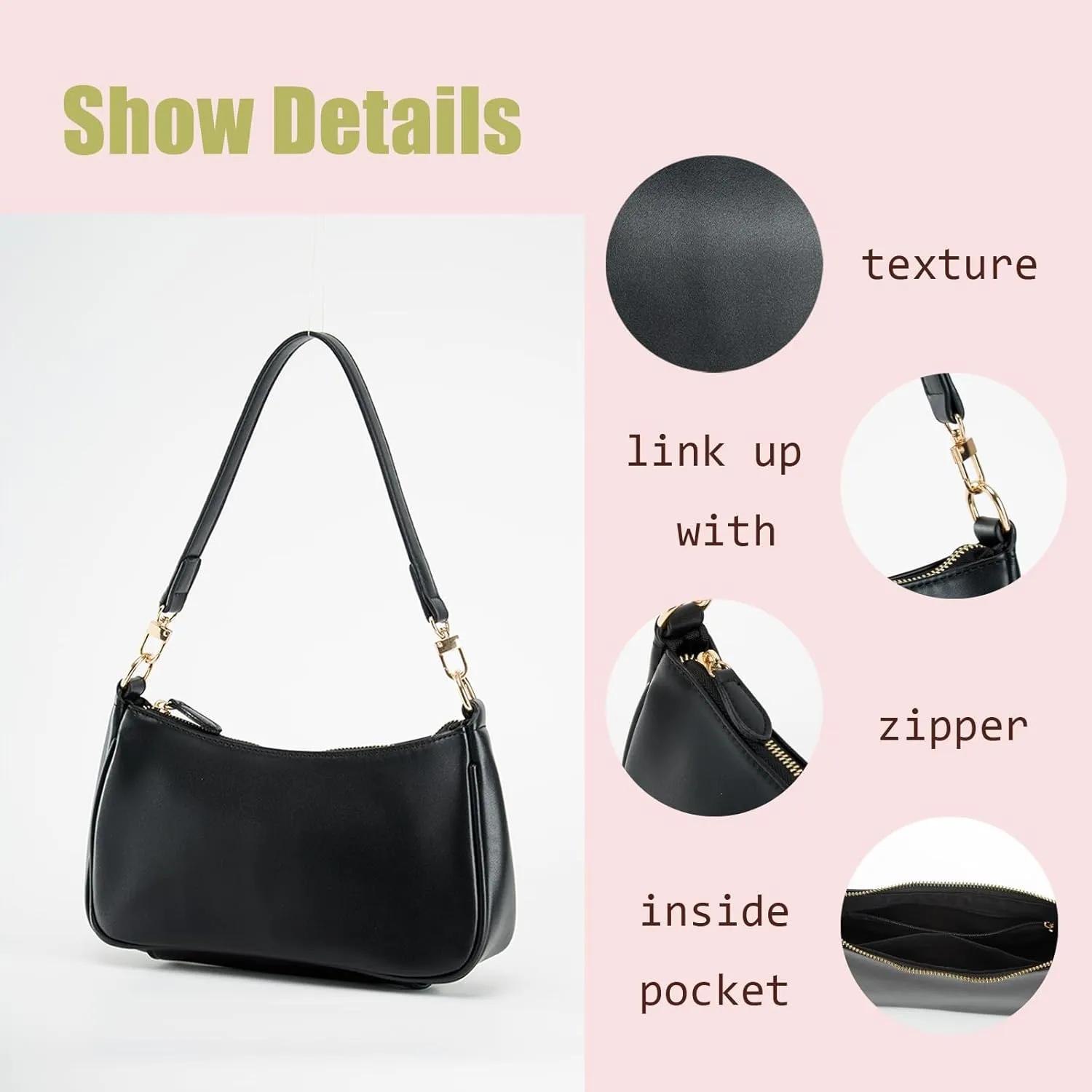 Shoulder Bag for women Crossbody Bags Retro Classic Small Hobo Purse Clutch Tote Handbags with Zipper Closure