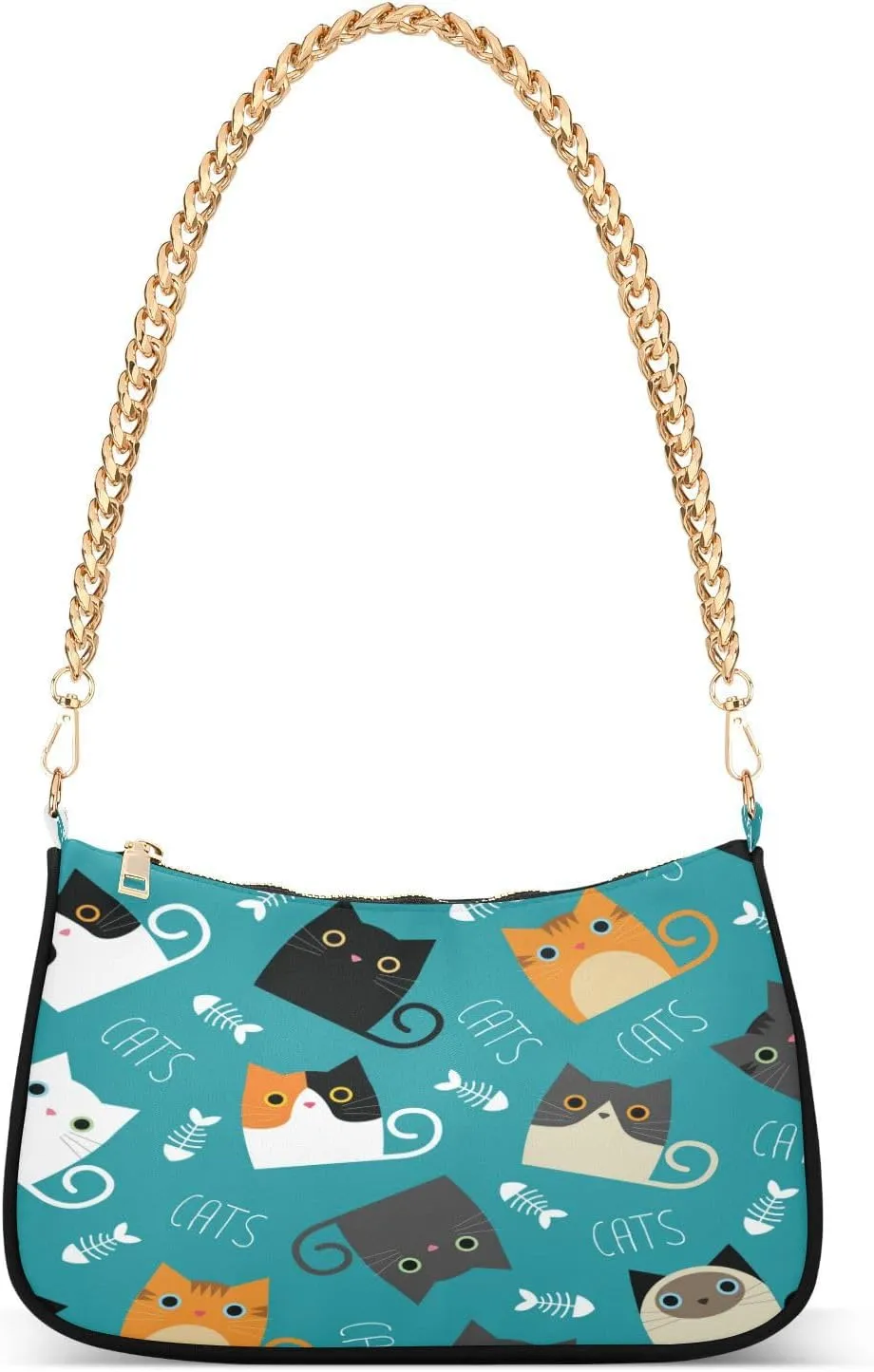 Shoulder Bag for Women Hobo Tote Handbag Gold Chain Crossbody Bag with Zipper Clutch Purse Handbags