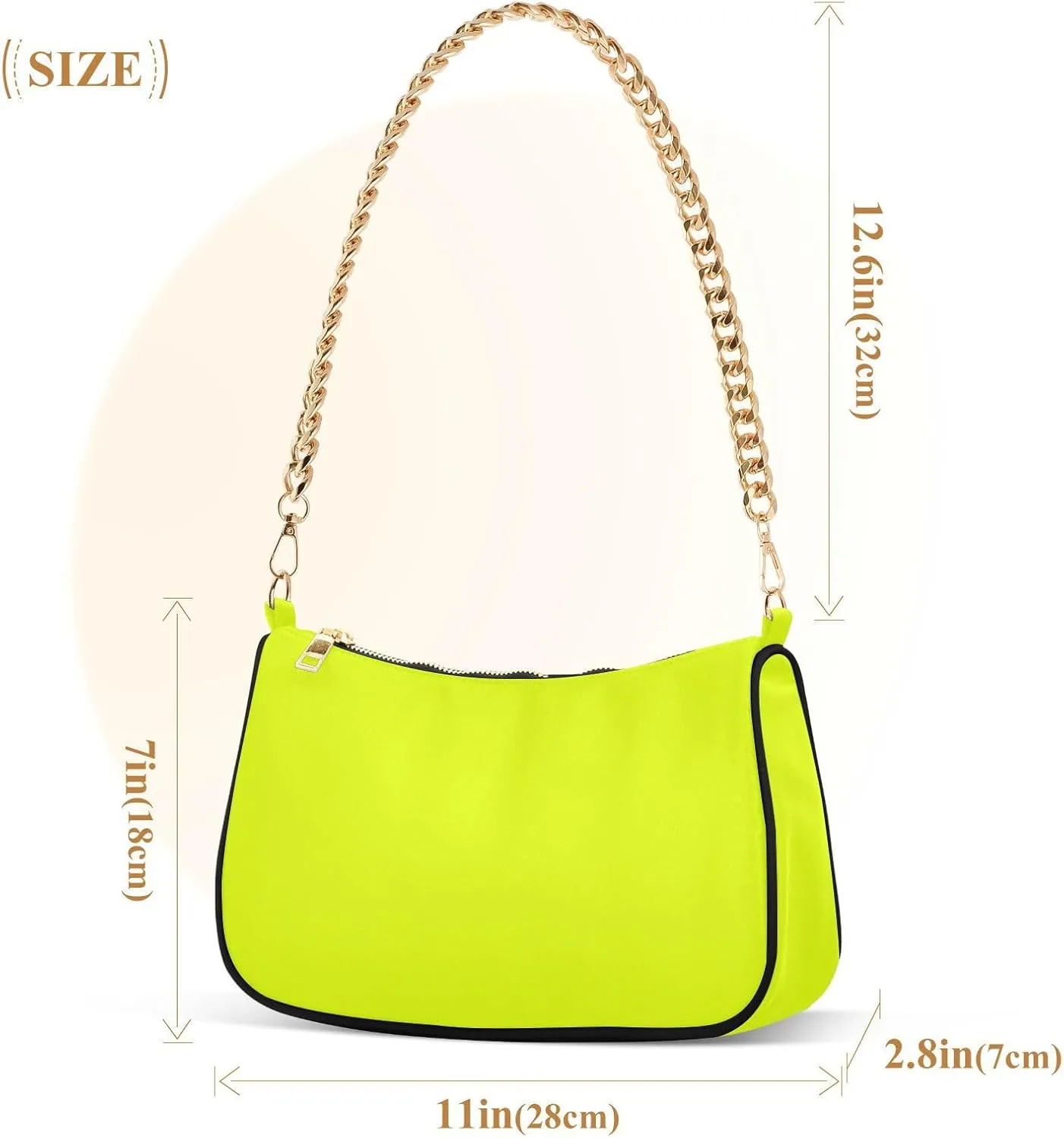 Shoulder Bag for Women Hobo Tote Handbag Gold Chain Crossbody Bag with Zipper Clutch Purse Handbags