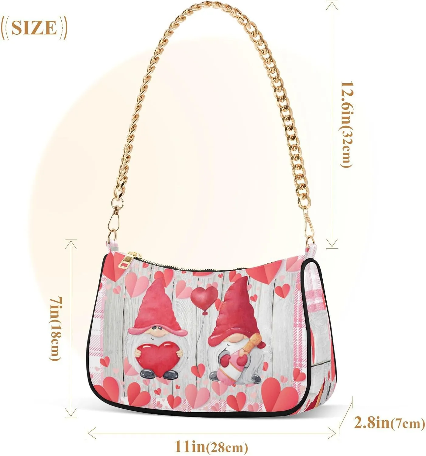 Shoulder Bag for Women Hobo Tote Handbag Gold Chain Crossbody Bag with Zipper Clutch Purse Handbags