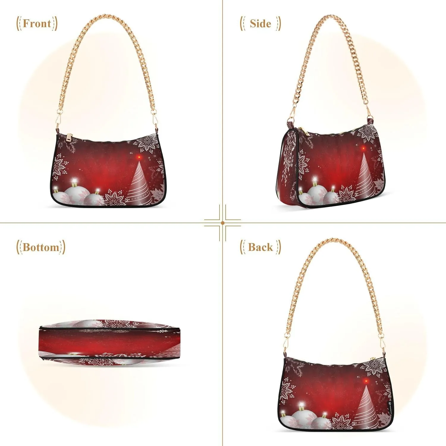 Shoulder Bag for Women Hobo Tote Handbag Gold Chain Crossbody Bag with Zipper Clutch Purse Handbags