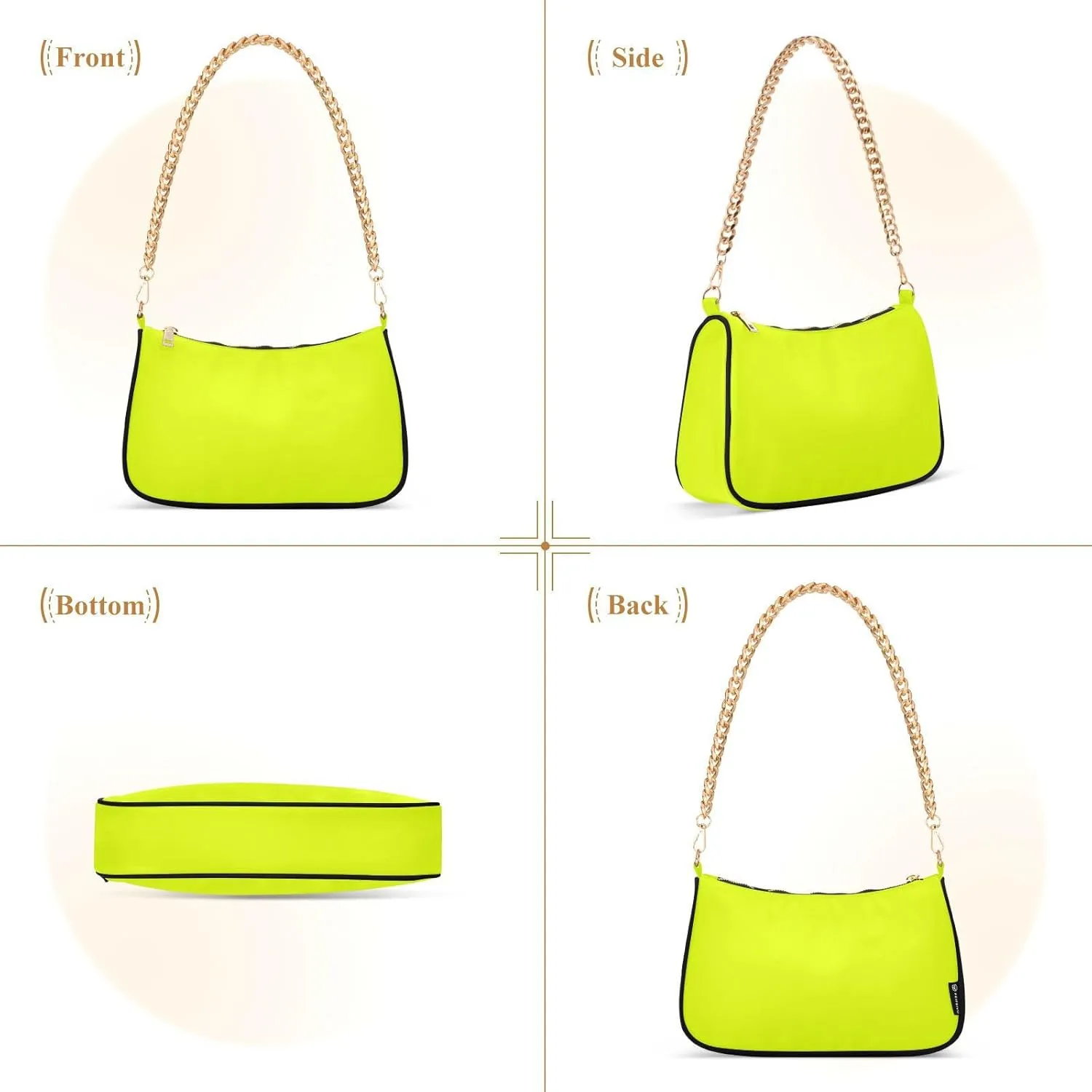 Shoulder Bag for Women Hobo Tote Handbag Gold Chain Crossbody Bag with Zipper Clutch Purse Handbags