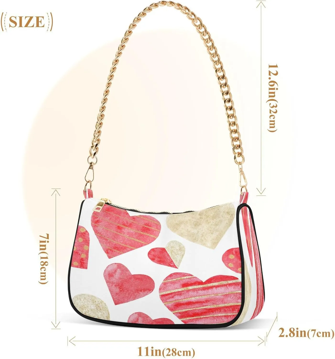 Shoulder Bag for Women Hobo Tote Handbag Gold Chain Crossbody Bag with Zipper Clutch Purse Handbags