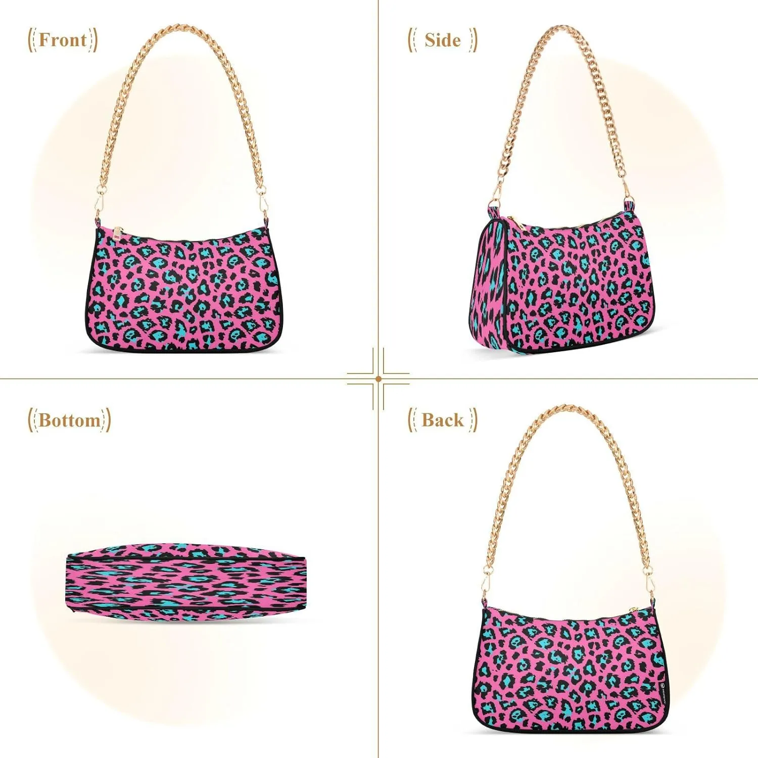 Shoulder Bag for Women Hobo Tote Handbag Gold Chain Crossbody Bag with Zipper Clutch Purse Handbags