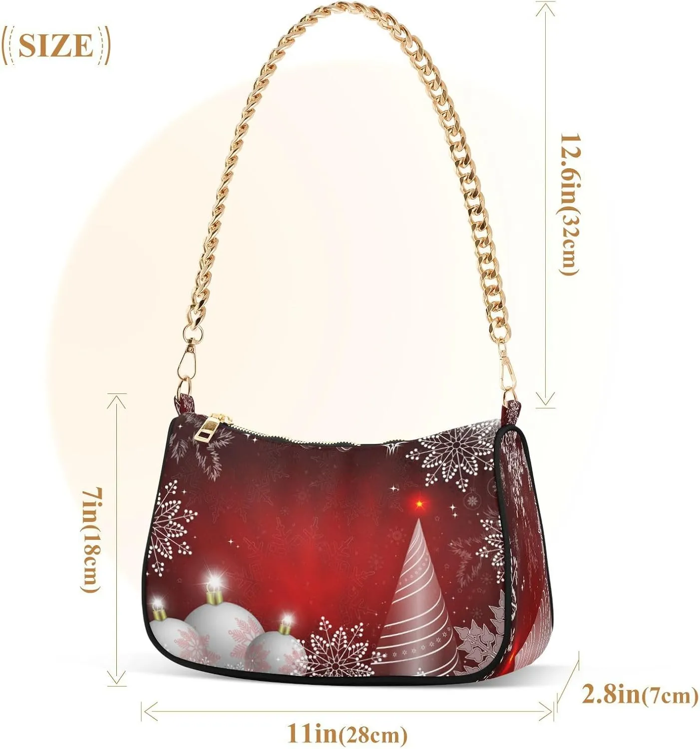 Shoulder Bag for Women Hobo Tote Handbag Gold Chain Crossbody Bag with Zipper Clutch Purse Handbags