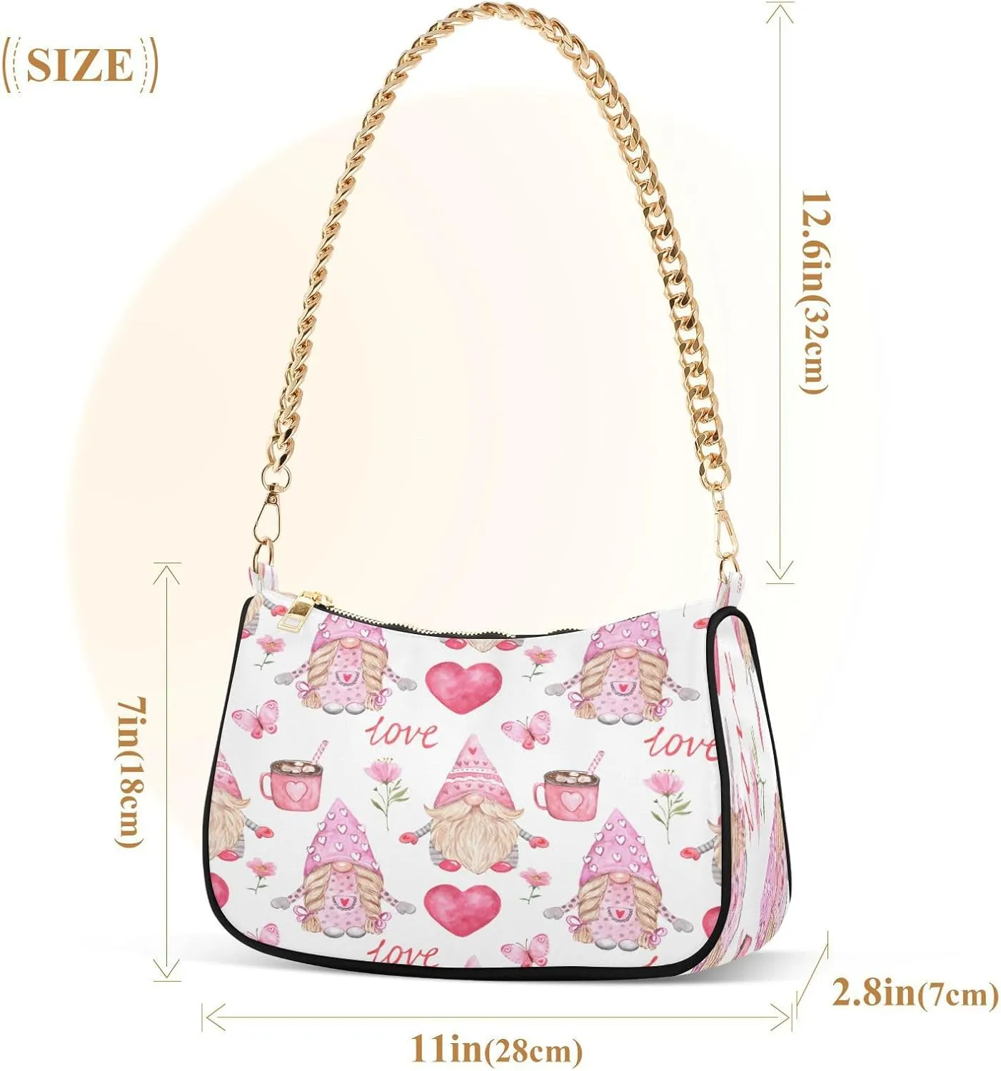 Shoulder Bag for Women Hobo Tote Handbag Gold Chain Crossbody Bag with Zipper Clutch Purse Handbags