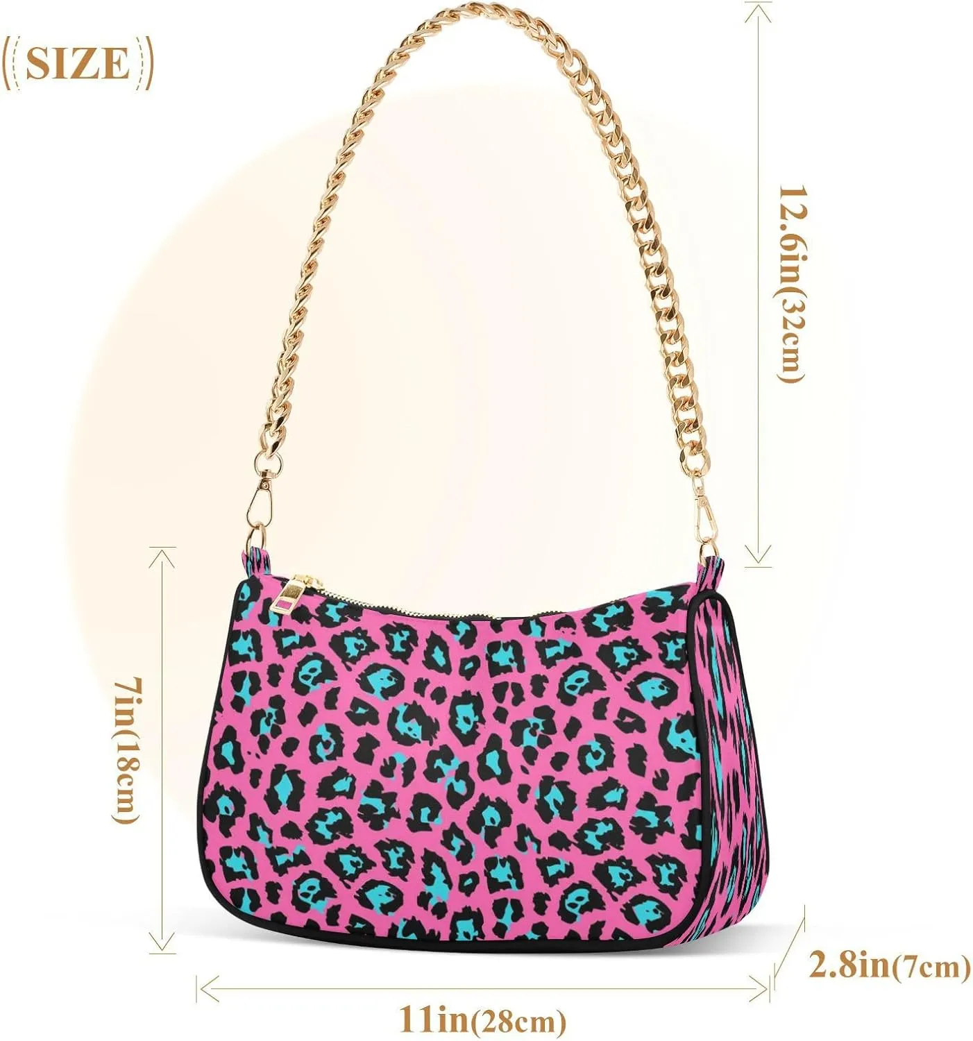 Shoulder Bag for Women Hobo Tote Handbag Gold Chain Crossbody Bag with Zipper Clutch Purse Handbags