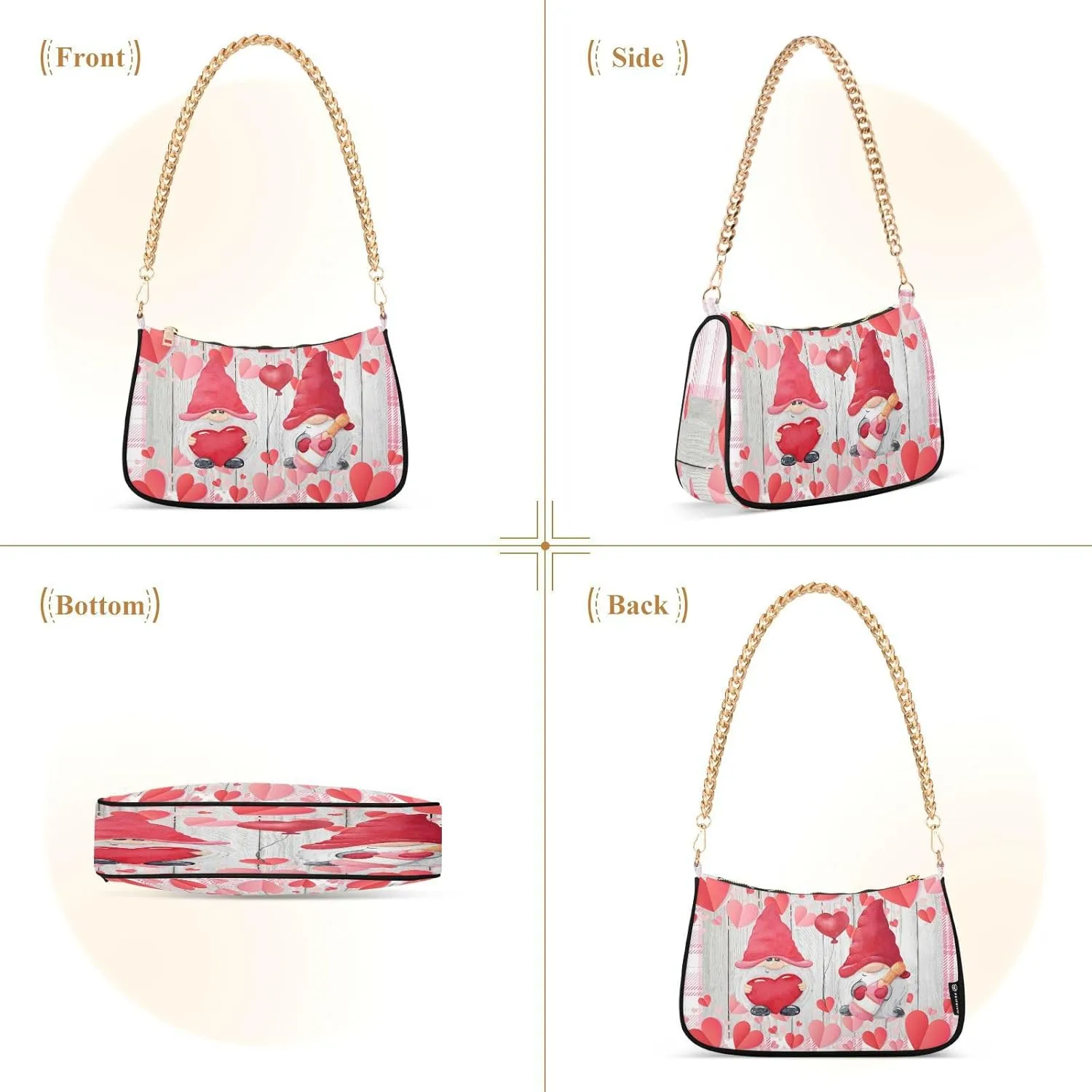 Shoulder Bag for Women Hobo Tote Handbag Gold Chain Crossbody Bag with Zipper Clutch Purse Handbags