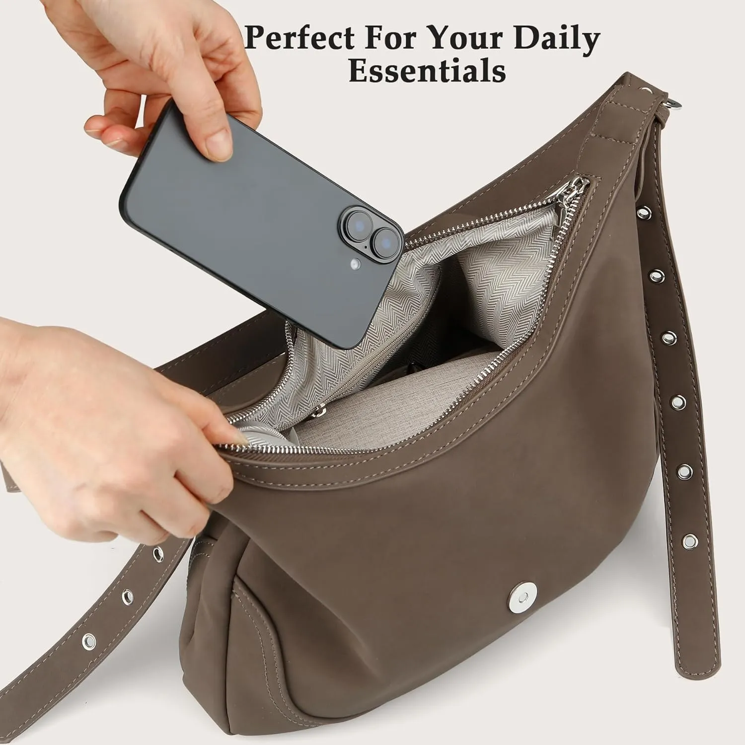 Shoulder Bag for Women Trendy Crossbody Bags Hobo Purse Vegan Leather Handbag with Adjustable Strap