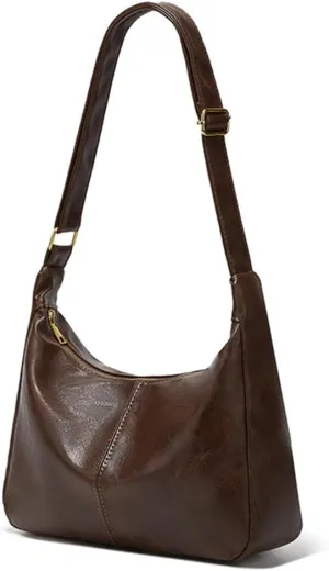 Shoulder Bag for Women,Slouchy Hobo Bags Lightweight Everyday Purse Vintage PU Leather Tote Bag for Work/Travel