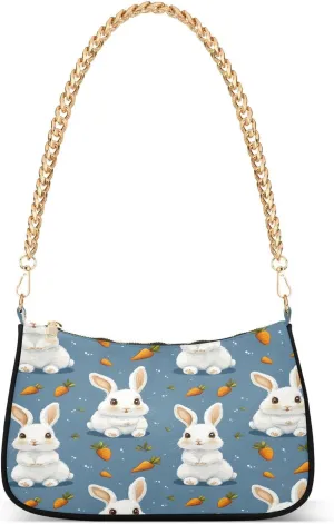 Shoulder Bags for Women Bunnies Orange Carrot Pattern Hobo Tote Handbag Small Clutch Purse with Zipper Closure