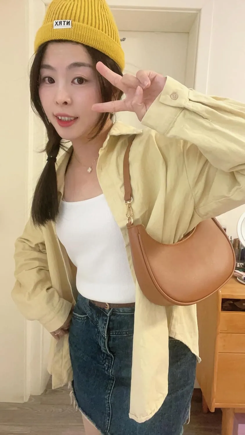Shoulder Bags for Women, Cute Hobo Tote Handbag Mini Clutch Purse with Zipper Closure