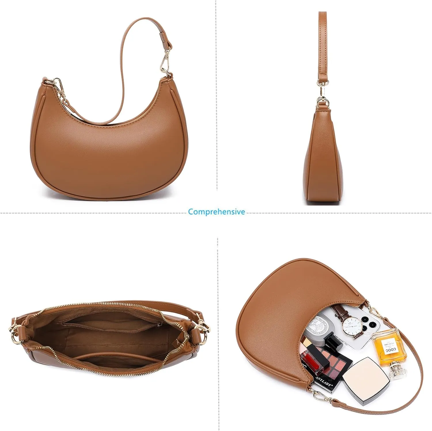 Shoulder Bags for Women, Cute Hobo Tote Handbag Mini Clutch Purse with Zipper Closure