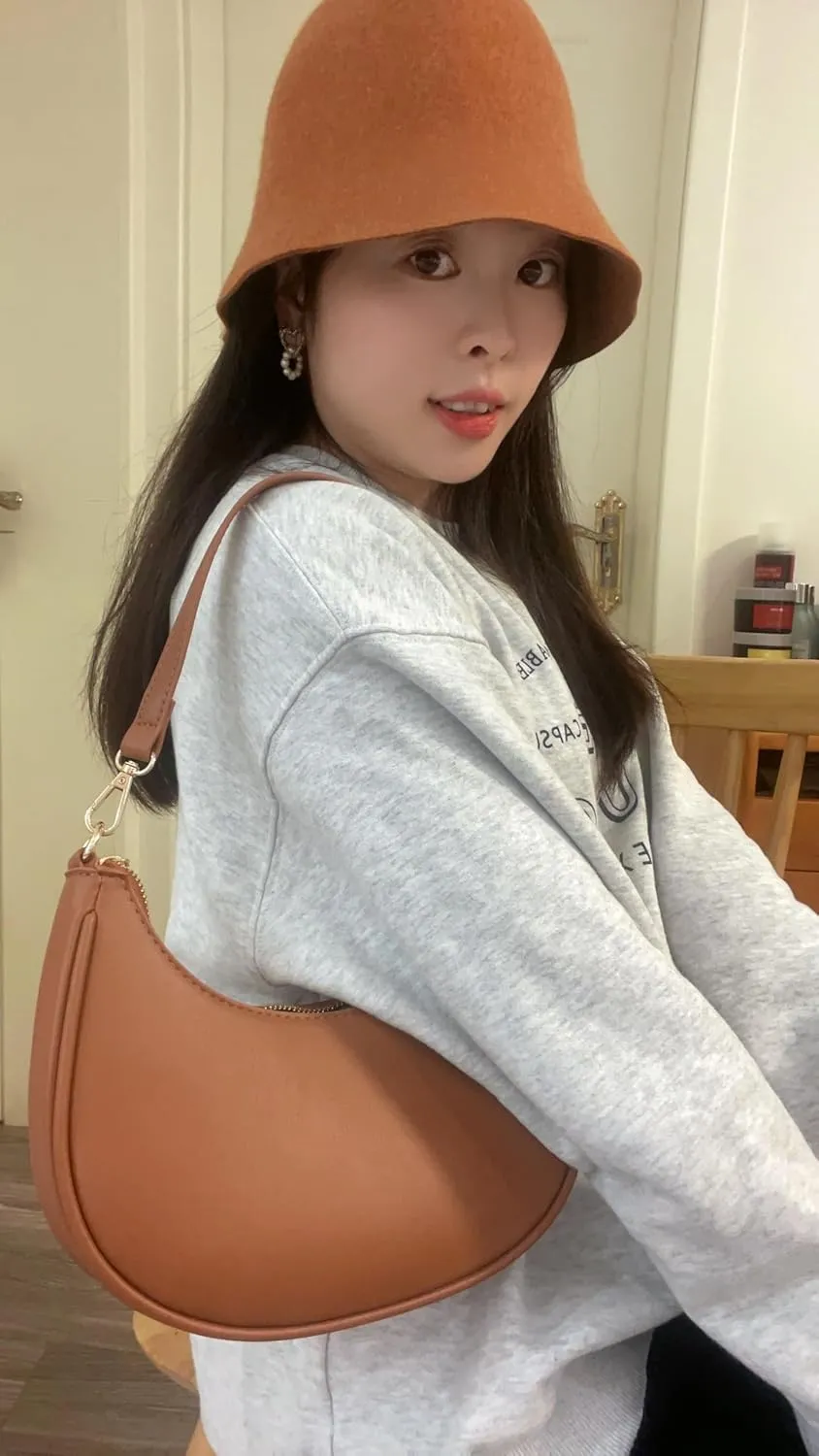 Shoulder Bags for Women, Cute Hobo Tote Handbag Mini Clutch Purse with Zipper Closure