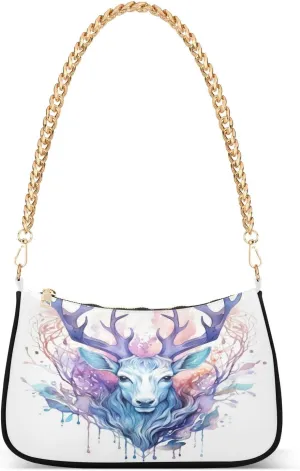 Shoulder Bags for Women Deer Head Hobo Tote Handbag Small Clutch Purse with Zipper Closure