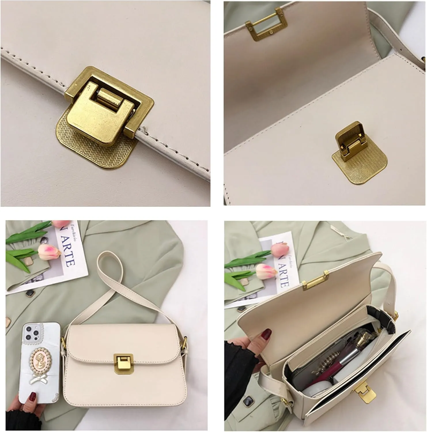 Shoulder Bags for Women Mini Purse Handbag Trendy PU Leather Small Crossbody Bag Tote Hobo bag Clutch Underarm Bag