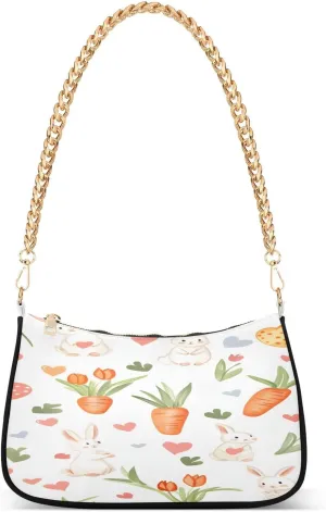 Shoulder Bags for Women Rabbit Carrots Easter Hobo Tote Handbag Small Clutch Purse with Zipper Closure