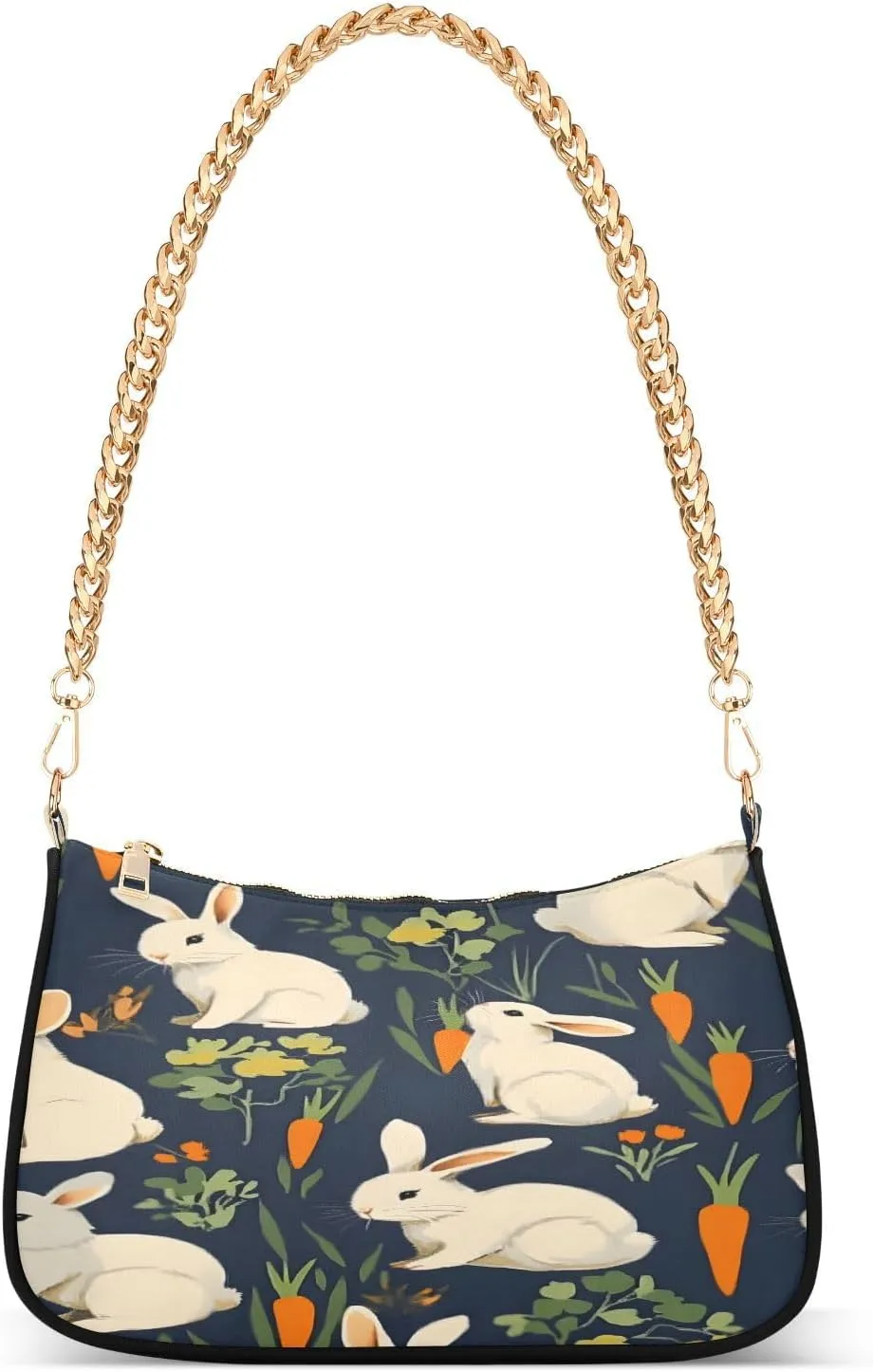 Shoulder Bags for Women Rabbits Carrots Pattern Hobo Tote Handbag Small Clutch Purse with Zipper Closure