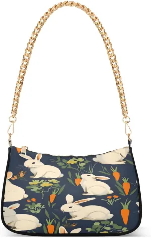 Shoulder Bags for Women Rabbits Carrots Pattern Hobo Tote Handbag Small Clutch Purse with Zipper Closure