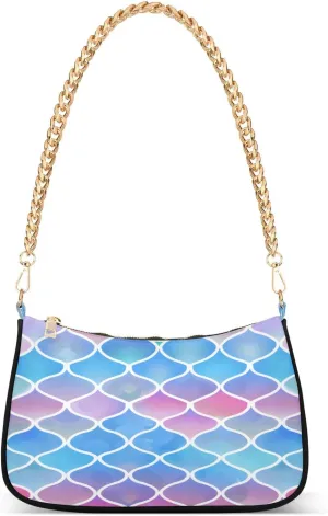 Shoulder Bags for Women Seamless Fish Scale Hobo Tote Handbag Small Clutch Purse with Zipper Closure
