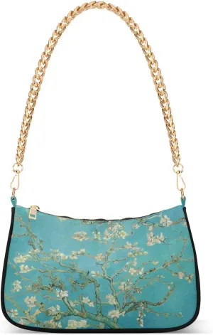 Shoulder Bags for Women Van Gogh Almond Blossom Hobo Tote Handbag Small Clutch Purse with Zipper Closure
