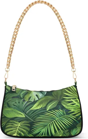Shoulder Bags for Women Vector Palm Leaf Seamless Pattern Illustration Hobo Tote Handbag Small Clutch Purse with Zipper Closure