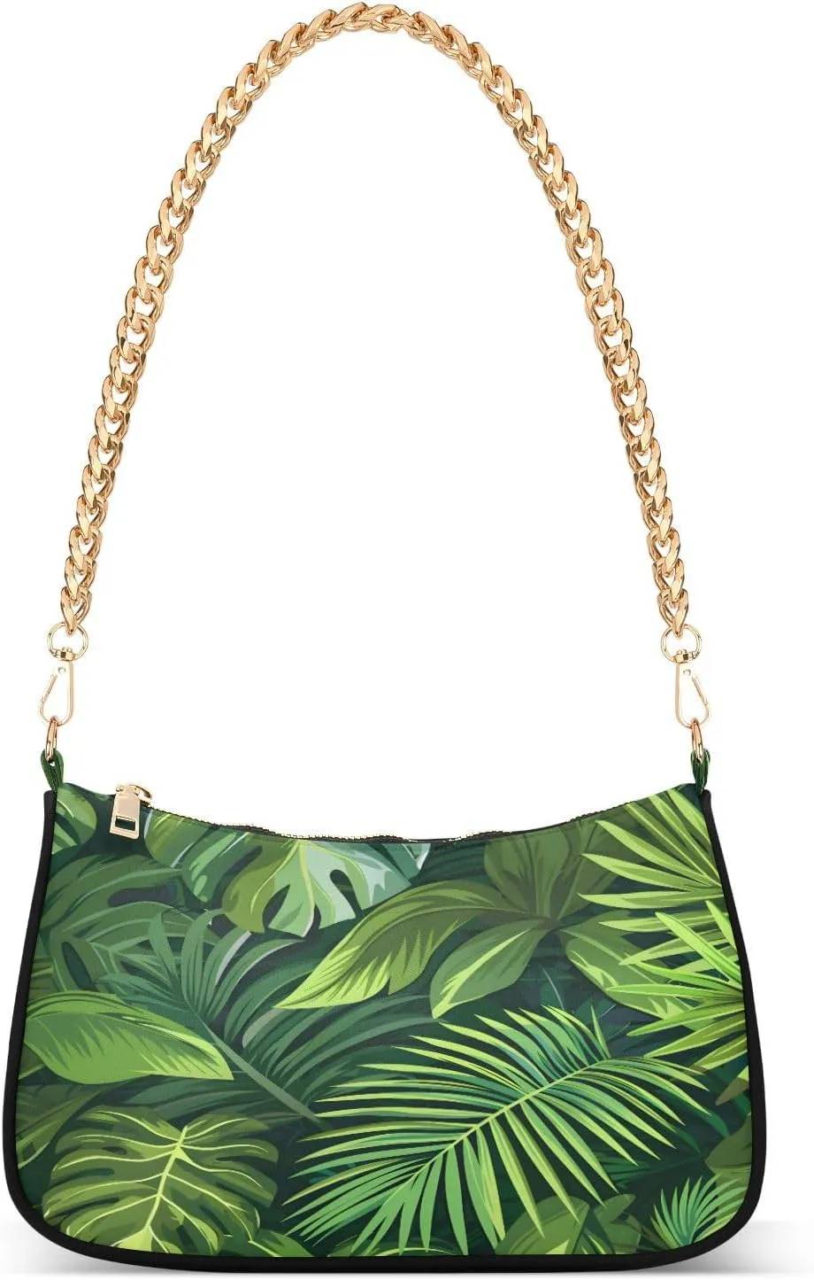 Shoulder Bags for Women Vector Palm Leaf Seamless Pattern Illustration Hobo Tote Handbag Small Clutch Purse with Zipper Closure