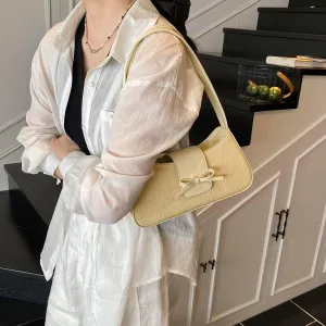 Shoulder Bags for Women Woven Purses and Handbags Coquette Bow Purse Y2k Bag Vegan Leather Small Clutch Hobo Handbag