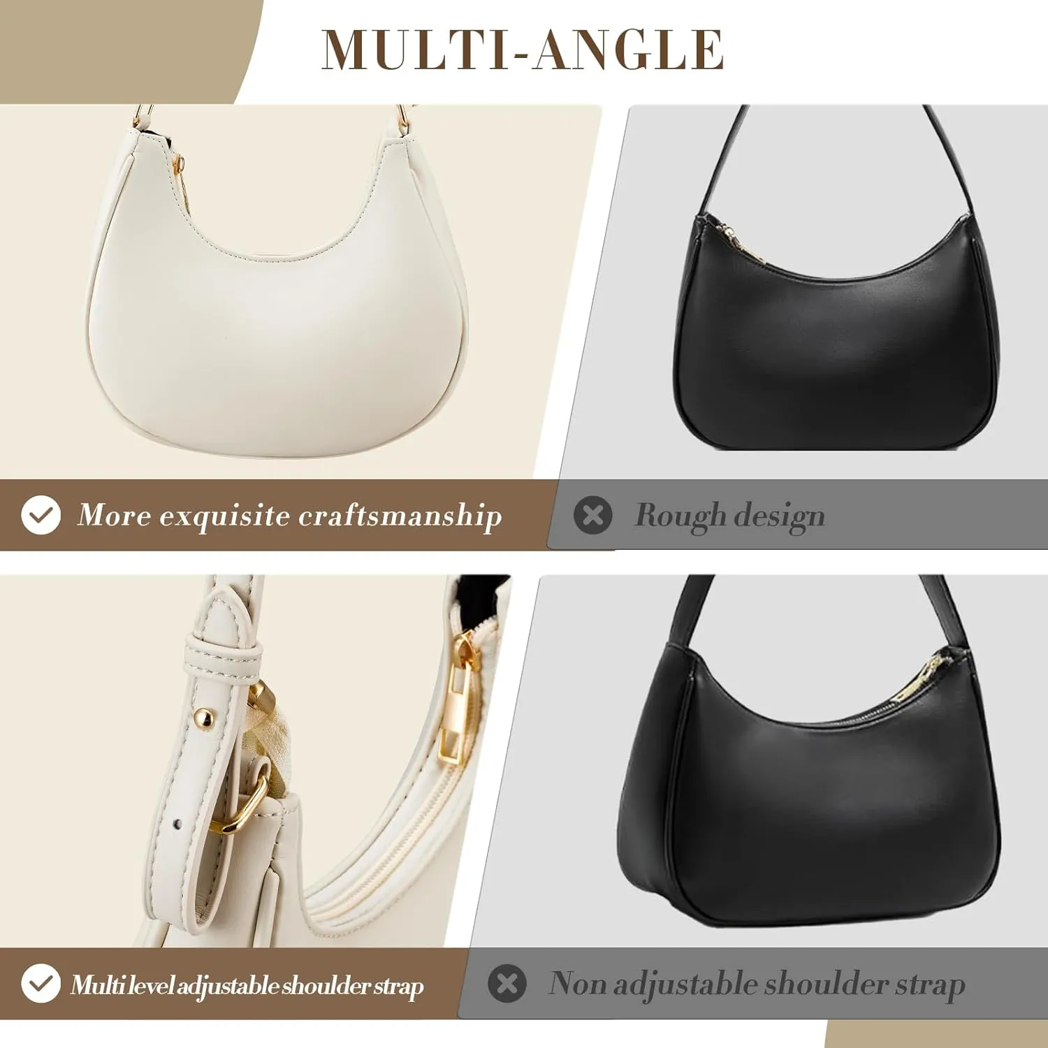 Shoulder Bags for Women,Classic Cute Hobo Tote Handbag Mini Clutch Purse with Zipper Closure