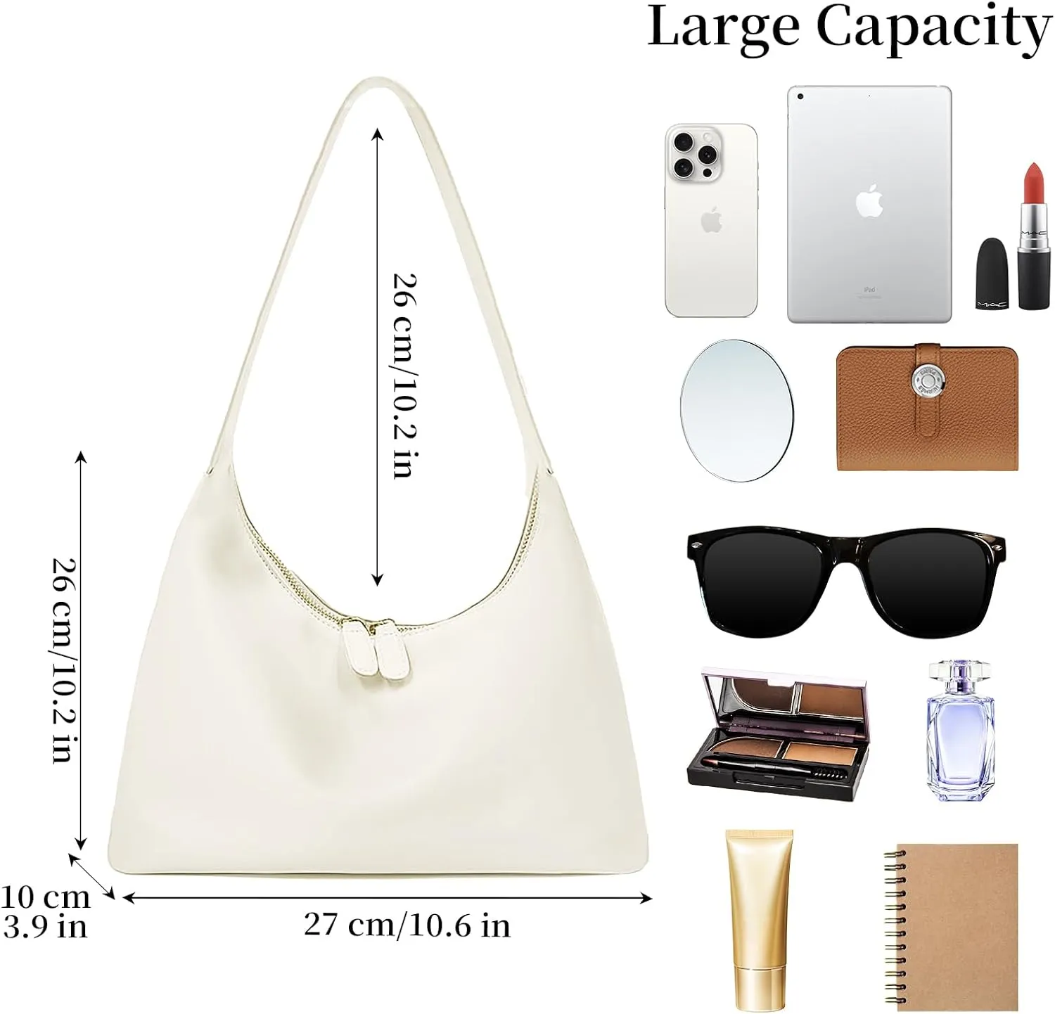 Shoulder Purses for Women Small Hobo Bag Slouchy Tote Bags Handbag Trendy Vegan Leather Clutch Purse with Zipper