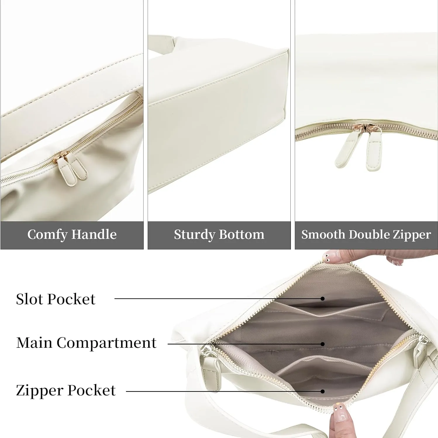 Shoulder Purses for Women Small Hobo Bag Slouchy Tote Bags Handbag Trendy Vegan Leather Clutch Purse with Zipper