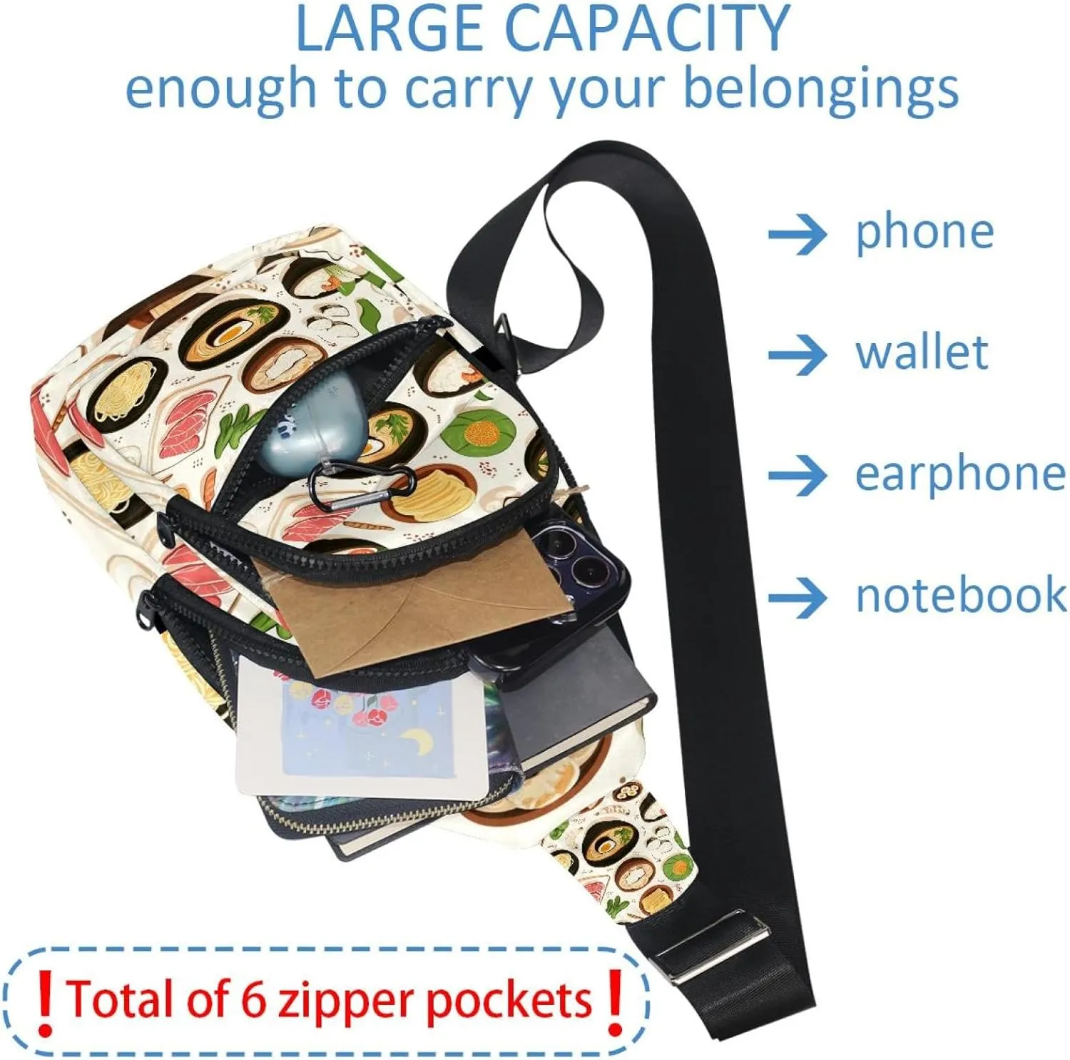 shrimp tofu ginger bok choy (2) Sling Backpack Crossbody Bag Convertible, Small Diaper Bag Hiking Daypacks