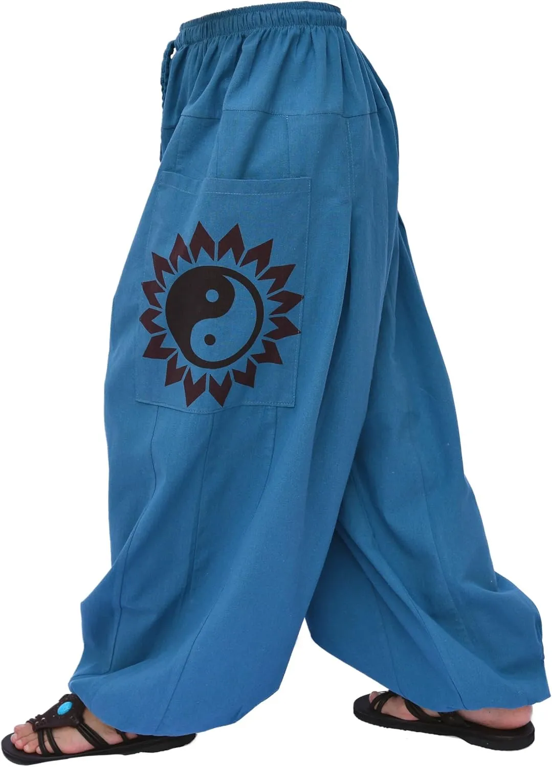 Siamrose Baggy Yoga Harem Pants Men Women Casual Lounge Trousers 2 Big Pockets, One Size, Elastic Waist