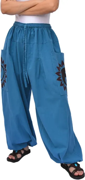 Siamrose Baggy Yoga Harem Pants Men Women Casual Lounge Trousers 2 Big Pockets, One Size, Elastic Waist