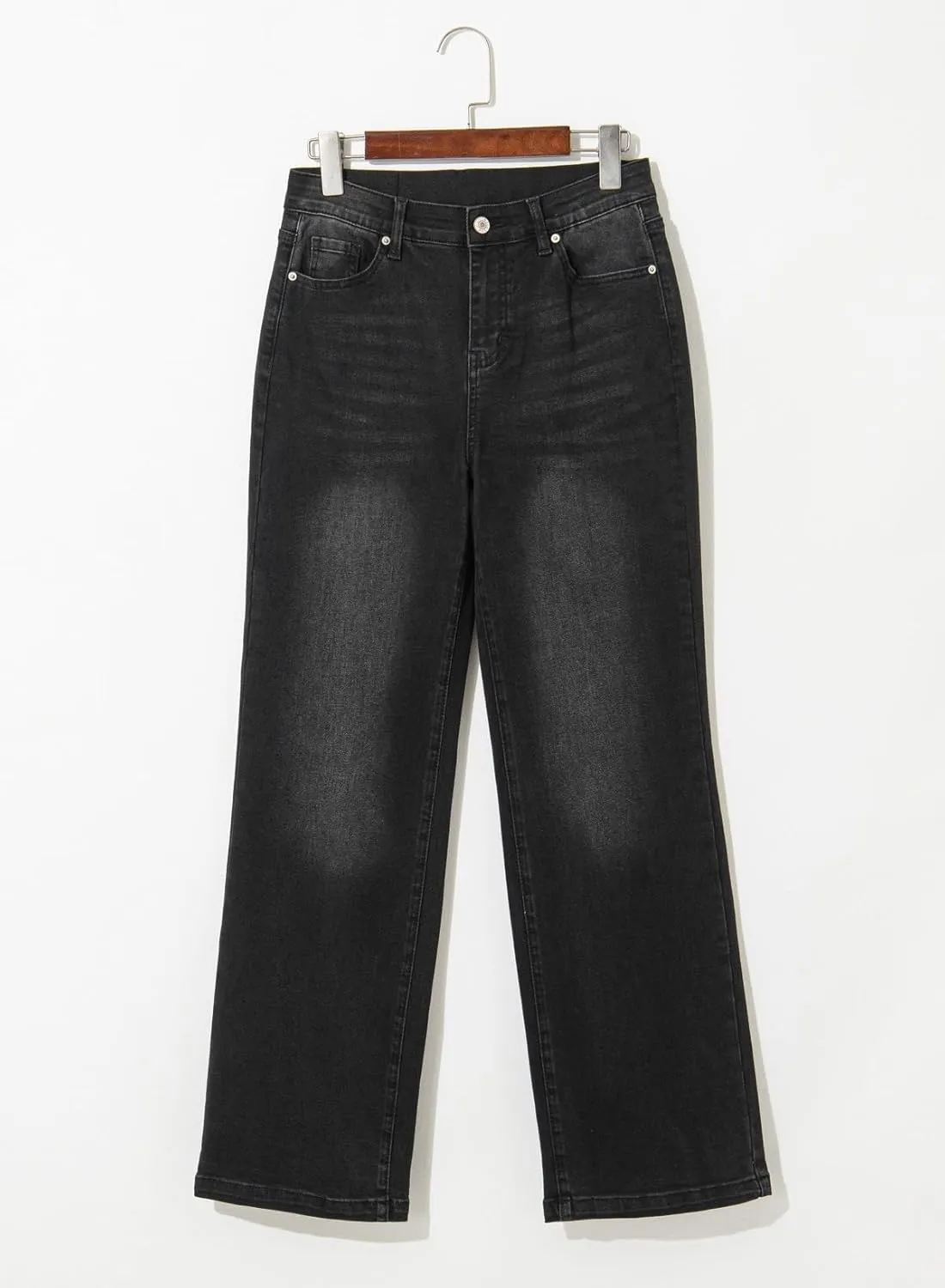 Sidefeel Women's Wide Leg Jeans High Waisted Tummy Control Stretchy Straight Leg Elastic Waist Trendy Denim Pants