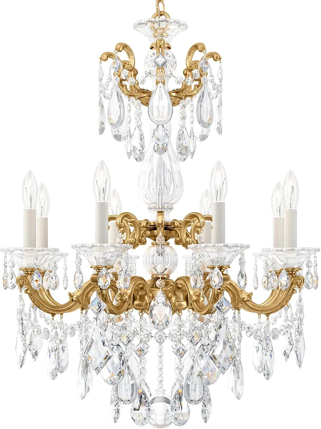 Signature 5007-22R, La Scala 8 Light 25in x 34in Chandelier in Heirloom Gold with Clear Radiance Crystals