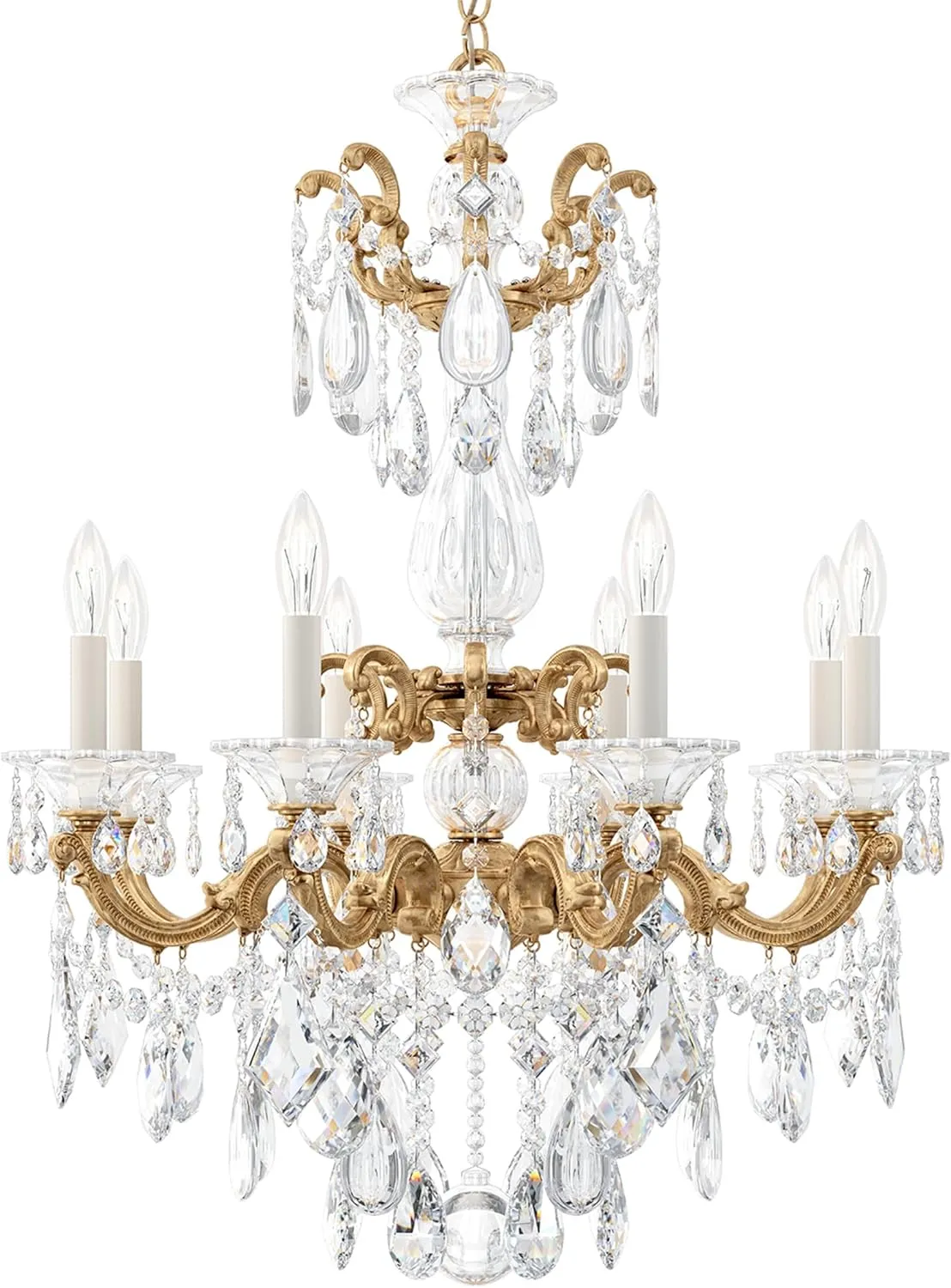 Signature 5007-26R, La Scala 8 Light 25in x 34in Chandelier in French Gold with Clear Radiance Crystals