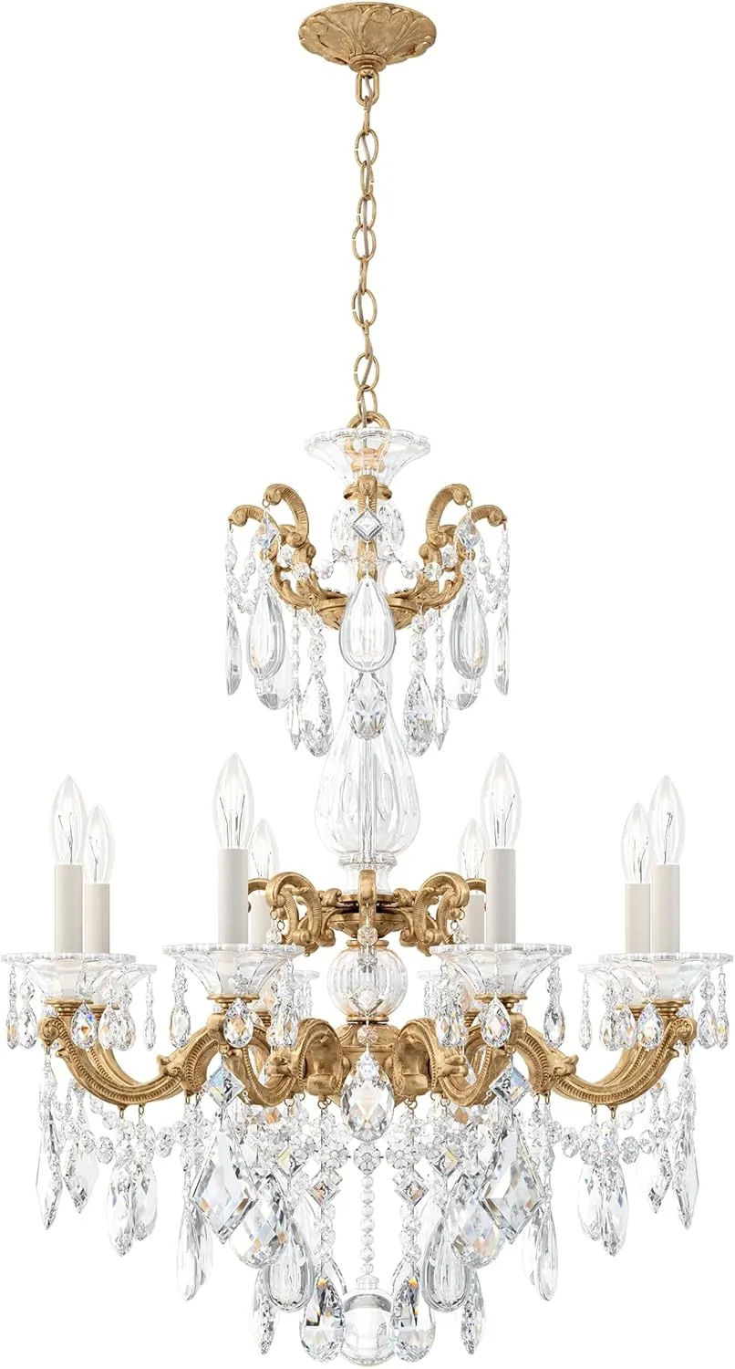 Signature 5007-26R, La Scala 8 Light 25in x 34in Chandelier in French Gold with Clear Radiance Crystals