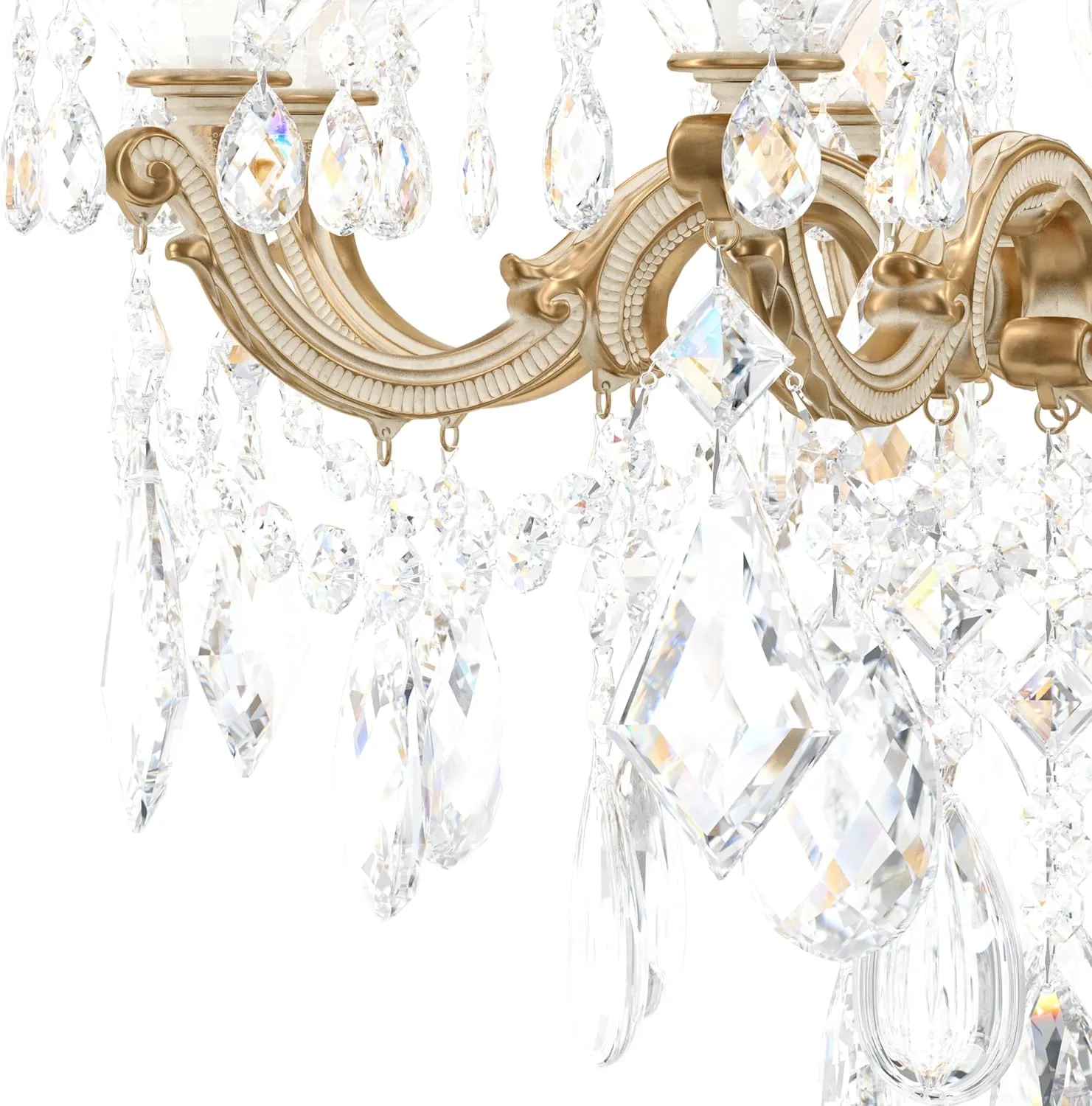 Signature 5007-27R, La Scala 8 Light 25in x 34in Chandelier in Parchment Gold with Clear Radiance Crystals
