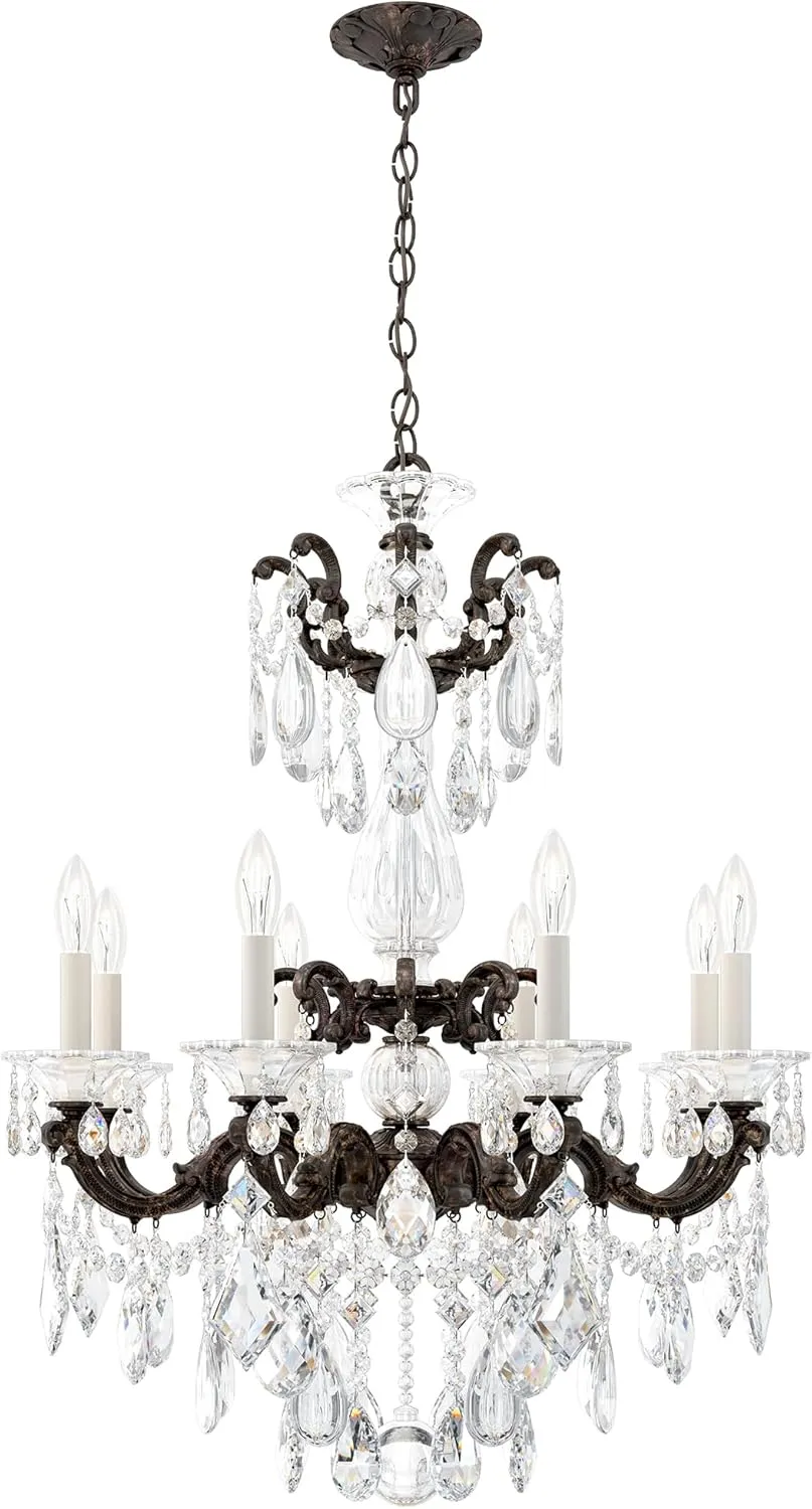 Signature 5007-76R, La Scala 8 Light 25in x 34in Chandelier in Heirloom Bronze with Clear Radiance Crystals