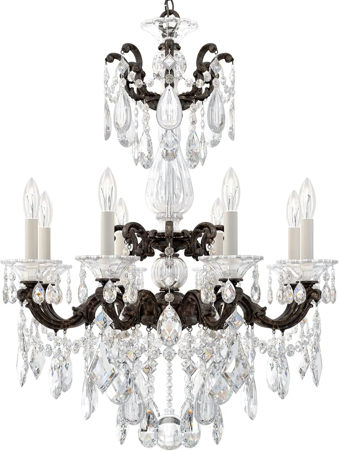 Signature 5007-76R, La Scala 8 Light 25in x 34in Chandelier in Heirloom Bronze with Clear Radiance Crystals